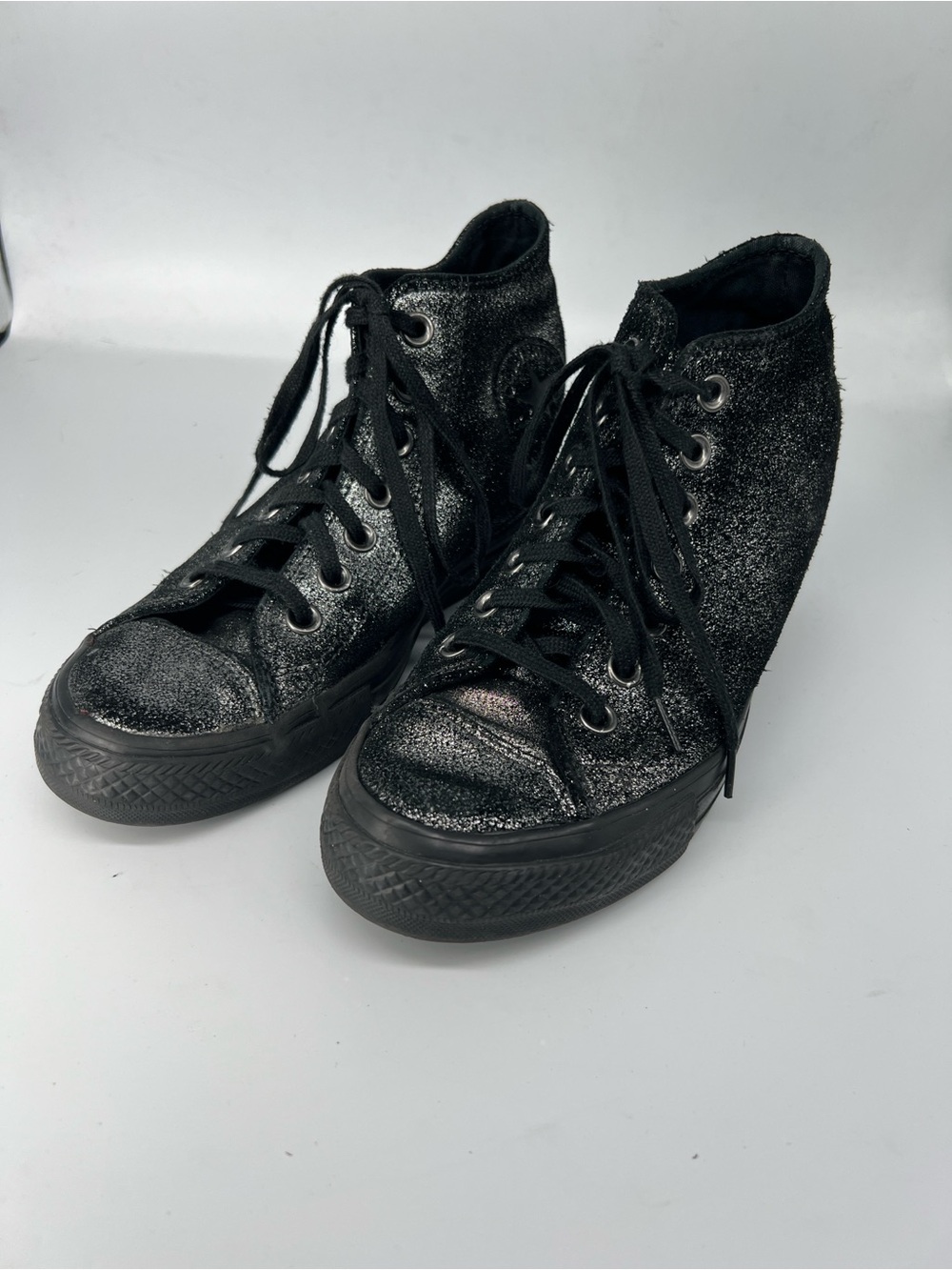 Chuck Taylor converse all star lux hi hidden heel wedge sneakers sparkle size 7